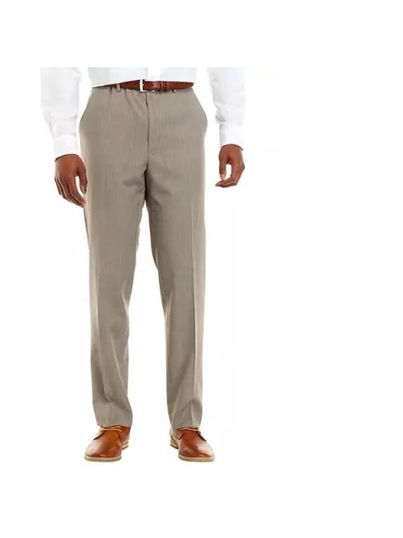 Men's Tan Tic Weave Slacks Tan B4HP $190 (Regular,32,32 in)