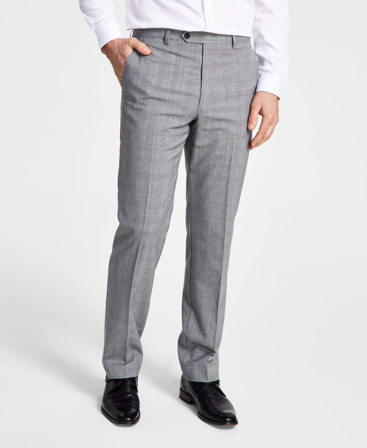 men's wool blend classic-fit ultraflex stretch dress pants Lauren Ralph Lauren Classic Fit Suit Black White 34X32 Color:Black Shantung