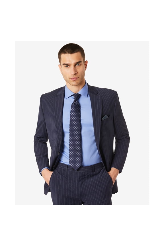 Mens Classic-Fit Wool Stretch Suit Jacket Navy 44L B4HP $450