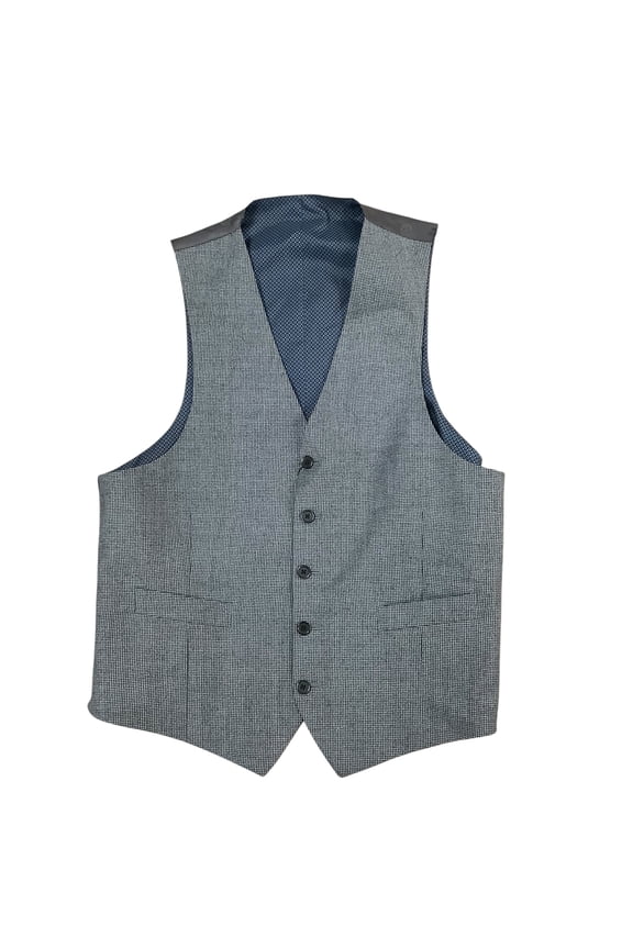 Mens Classic fit Button-Up Suit Vest Medium Grey Wool
