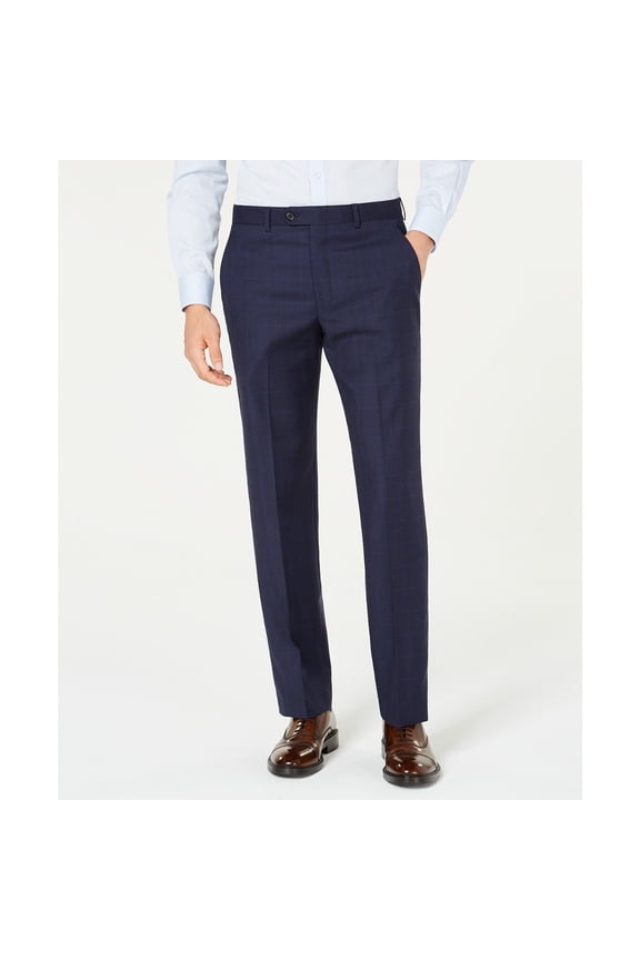 Men Classic-Fit Stretch Flat Front Suit Pants Blue B4HP $190 (40,32 in)