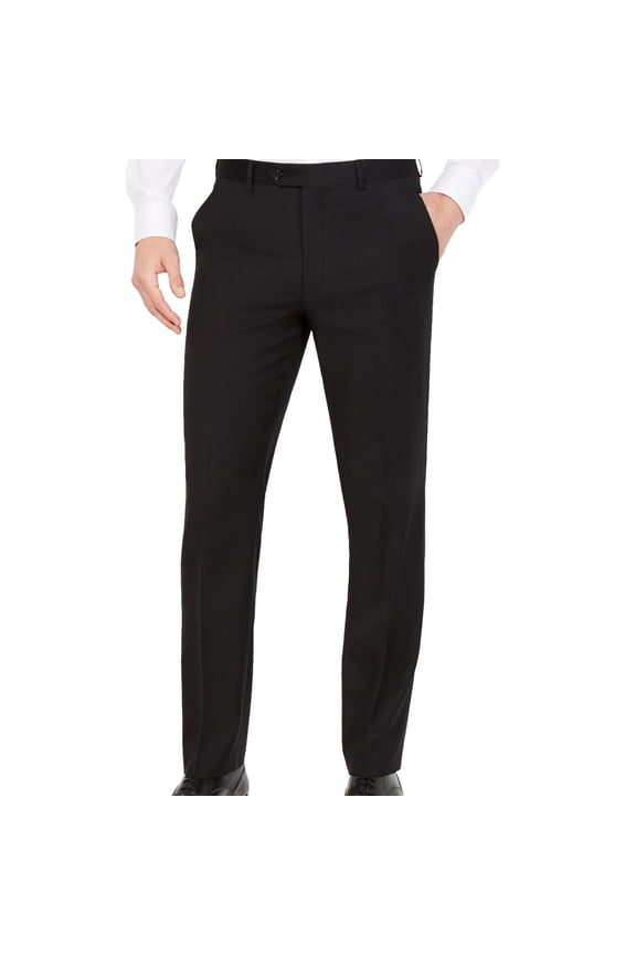 Mens Classic Fit Casual Trouser Pants, Black, Big & Tall, 54W x 30L
