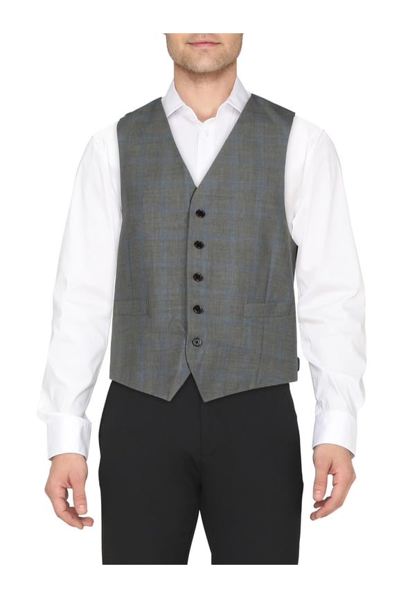 Mens Hitchcock Plaid Classic Fit Suit Vest