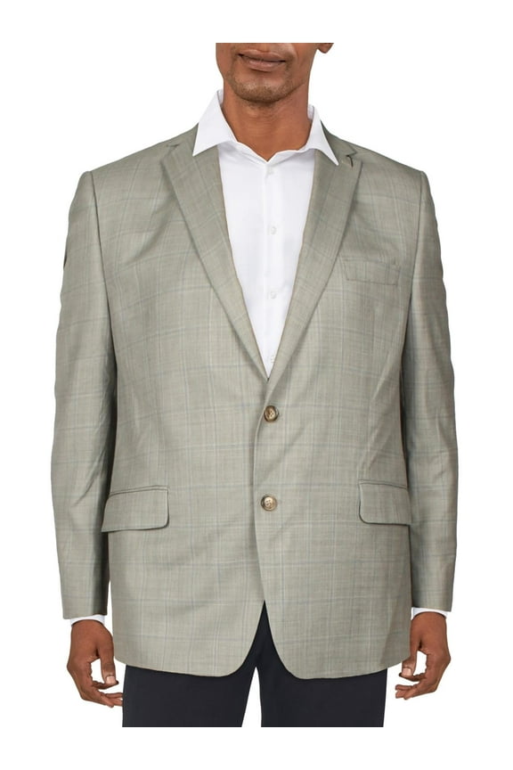 Mens Lancaster Wool Blend Plaid Two-Button Blazer