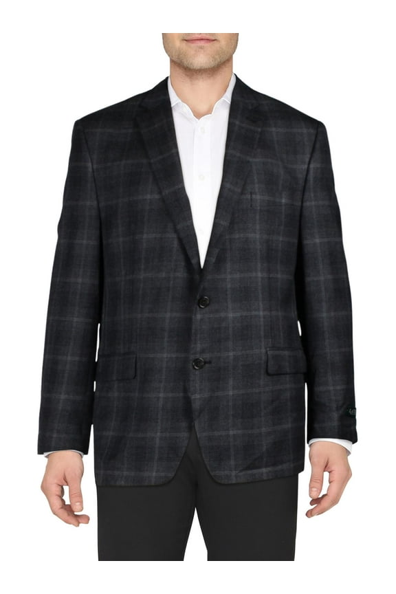 Mens Lancaster Wool Plaid Two-Button Blazer