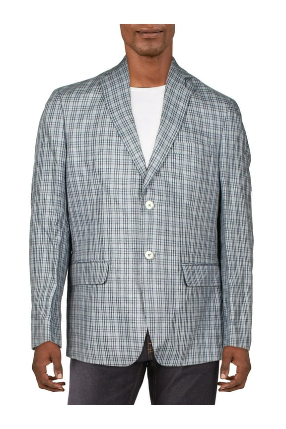 Mens Linen Plaid Sportcoat