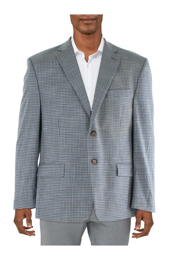 Mens Plaid Classic Fit Two-Button Blazer