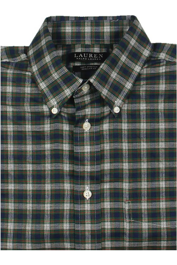 Mens Plaid Regular Fit Button-Down Shirt