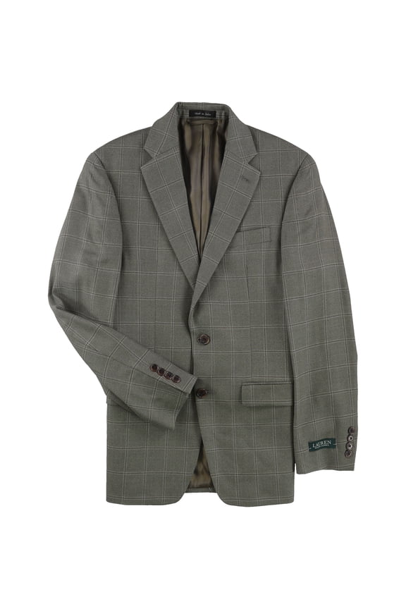 Mens Stretch Two Button Blazer Jacket, Beige, 40 Long