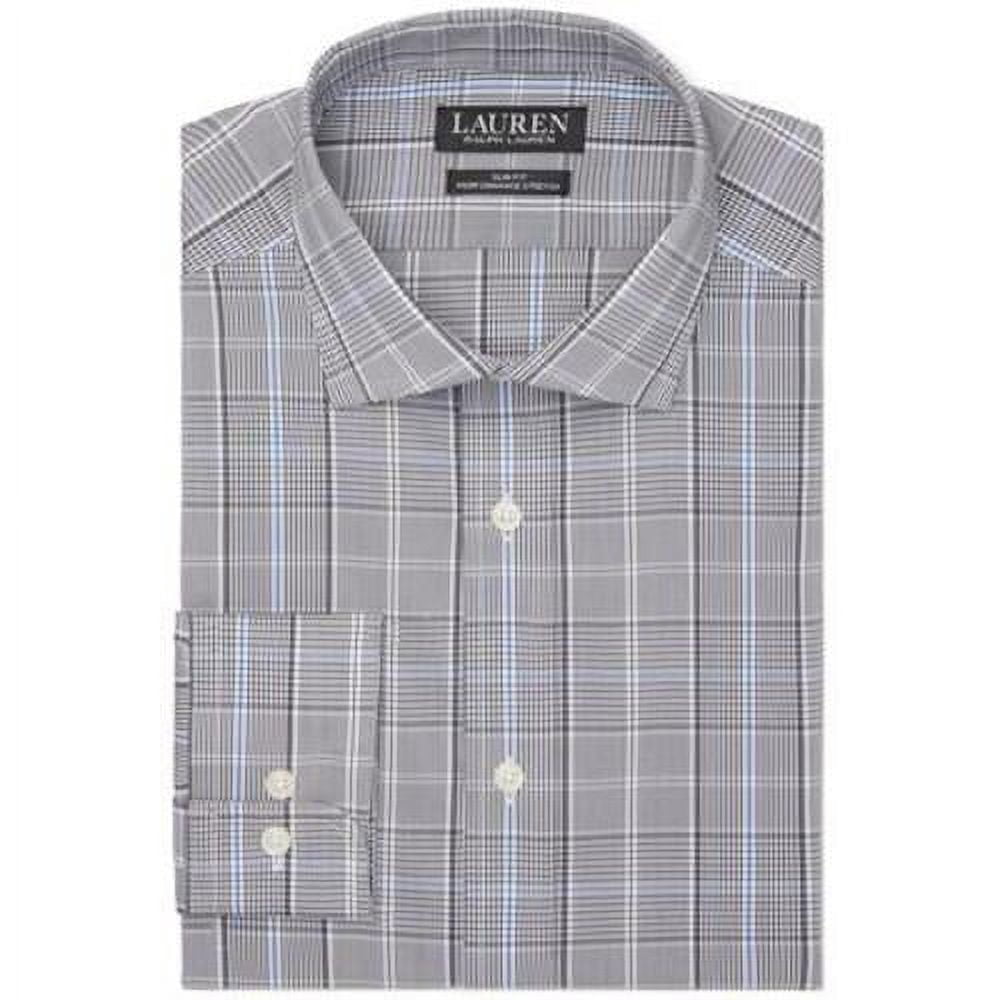 Lauren Ralph Lauren Mens Slim-fit Stretch Perform Blue Multi 16.5 3637 -  Walmart.com