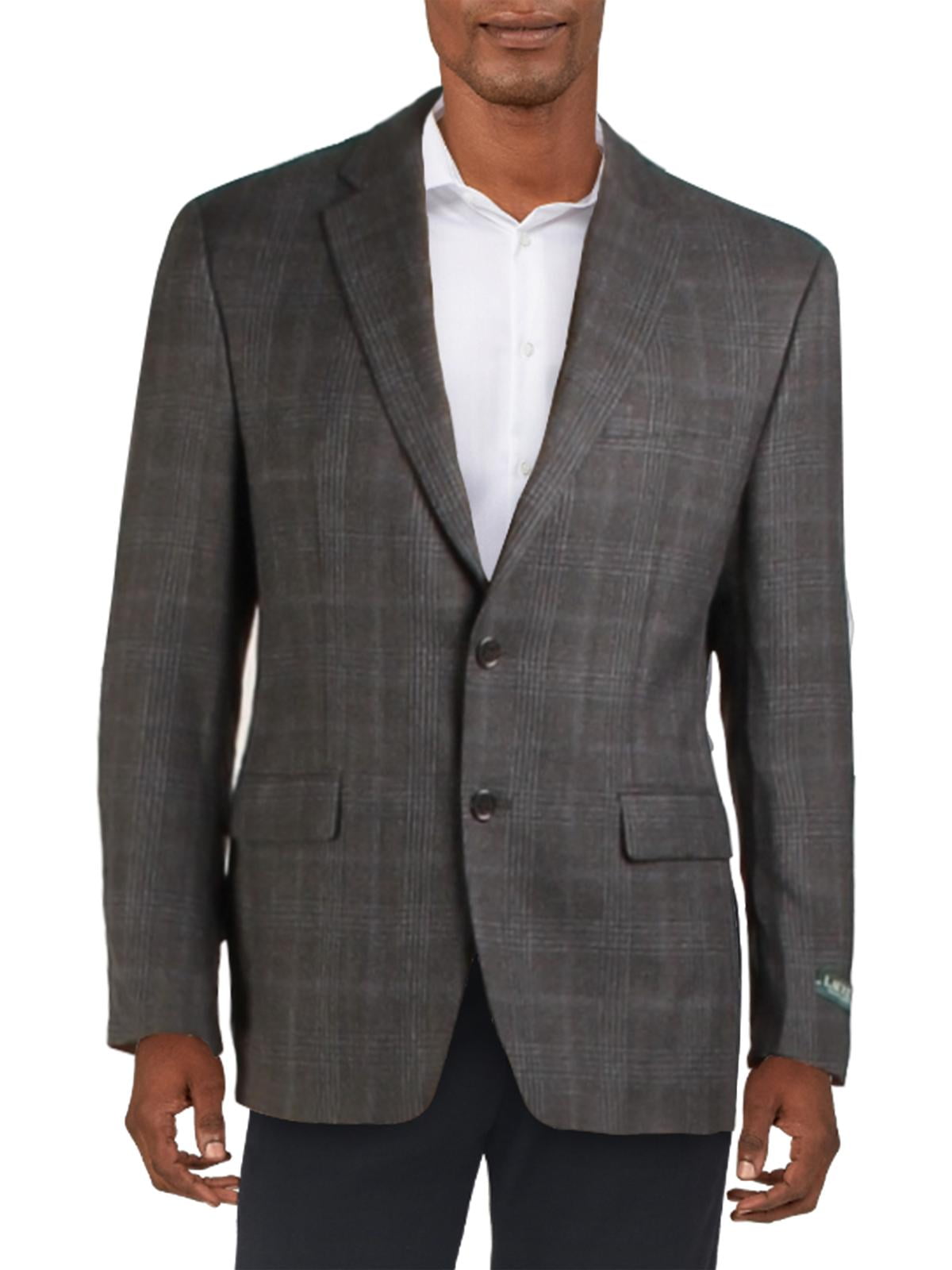 Lauren Ralph Lauren Mens Wool Blend Plaid Two Button Blazer Gray 46L Walmart