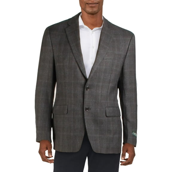 Lauren Ralph Lauren Mens Wool Blend Plaid Two-Button Blazer