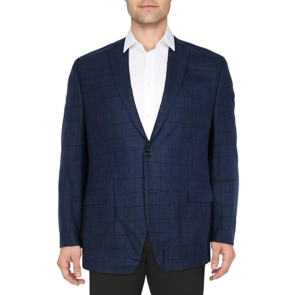 Lauren Ralph Lauren Mens Wool Blend Window Pane Two-Button Blazer