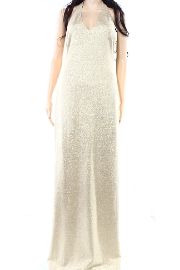 Champagne Women Maxi Halter Gown Dress Gold 10