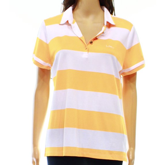 Lauren Ralph Lauren NEW Orange White Striped Women's Large L Polo Shirt