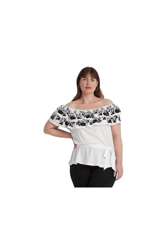 Off-The-Shoulder Top Pep White Plus Size 3X MSRP $145
