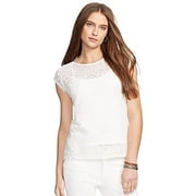 Lauren Ralph Lauren Petite Embroidered Mesh Shirt Pearl PS