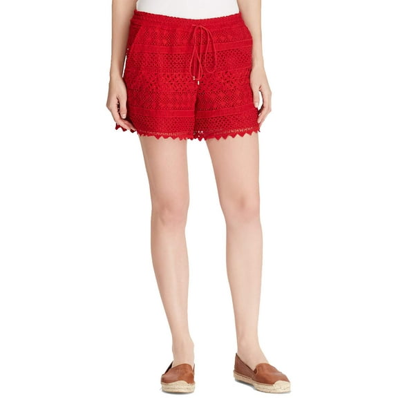 Lauren Ralph Lauren Petite Lace Shorts Red 6P