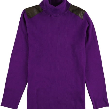 Ralph Lauren Womens Ribbed Elbow Faux Leather Patch Pullover Sweater, Purple, Plus Size, 3X