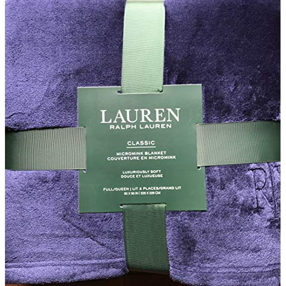Lauren Ralph Lauren Plush Micromink Blanket - Navy - Queen / Full