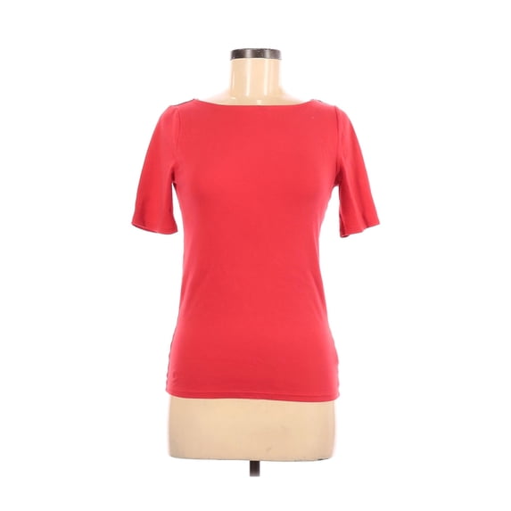 Lauren Ralph Lauren RED Women's Boat Neck Elbow Sleeve T-Shirt US S