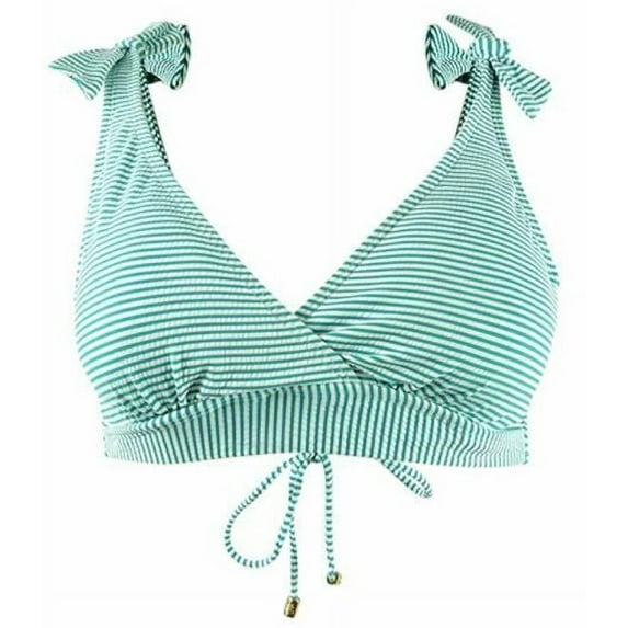 Lauren Ralph Lauren Seersucker Stripe Underwire Surplice Bra Bikini Swim Top 4