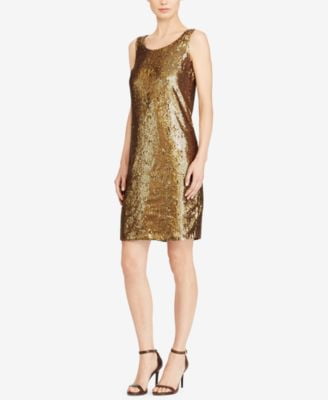 Lauren Ralph Lauren Sequin Shift Dress - Copper 18 Lauren Ralph Lauren Sequin Shift Dress - Copper 18