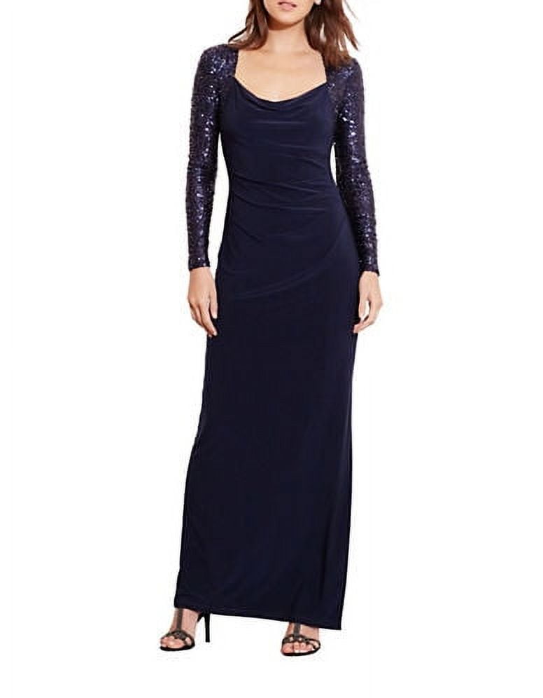 Lauren Ralph Lauren Sequin Sleeves Gown Lighthouse Navy 2 Lauren Ralph Lauren Sequin Sleeves Gown Lighthouse Navy 2