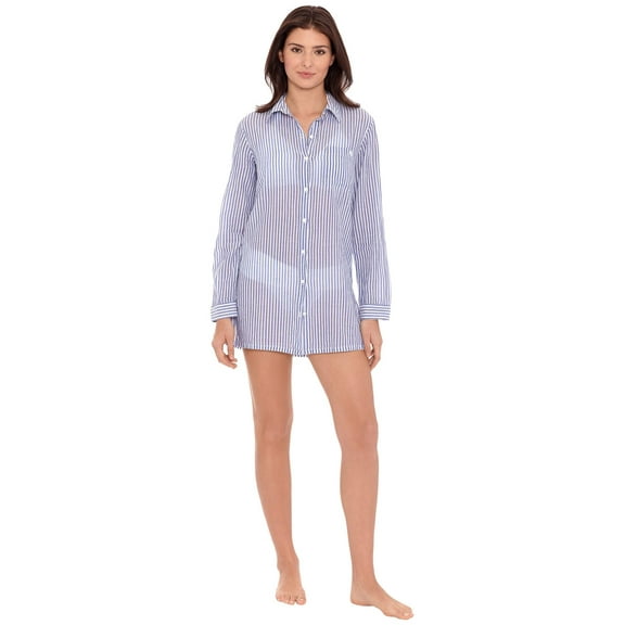 Lauren Ralph Lauren Stripe Camp Shirt Top Blue/White XL US 16-18