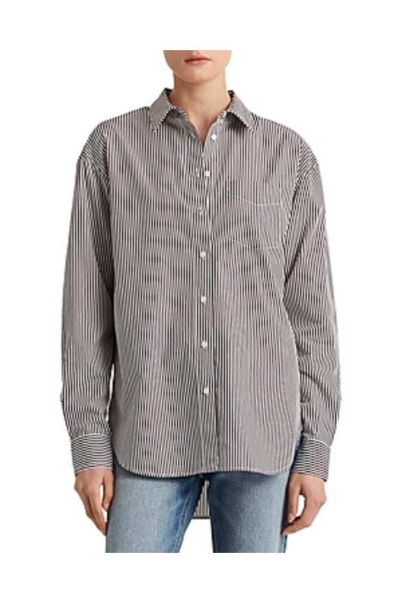 Striped Cotton Buttoned Top Pinot Noir White XXLarge