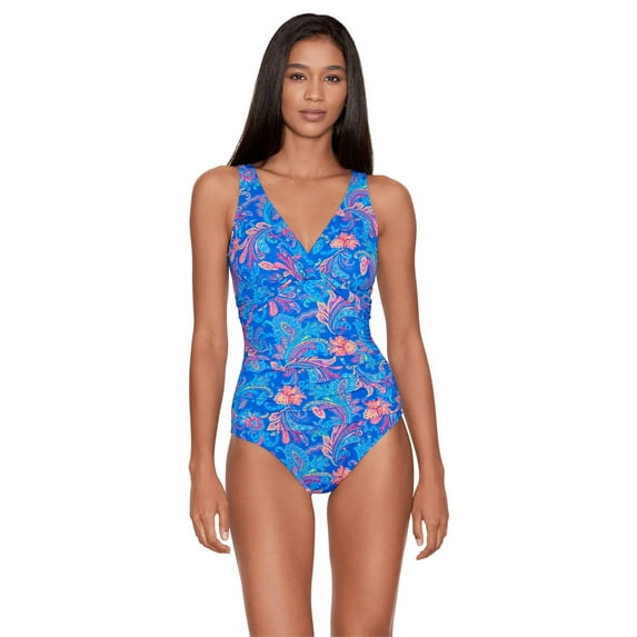 Lauren Ralph Lauren Summer Paisley Twist Over-The-Shoulder Underwire One-Piece Multicolored 6