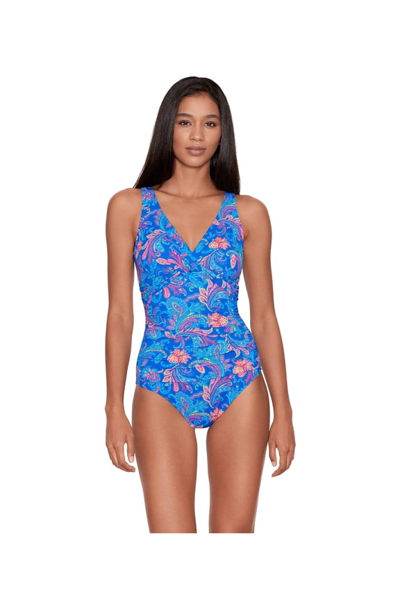 Lauren Ralph Lauren Summer Paisley Twist Over-The-Shoulder Underwire One-Piece Multicolored 6