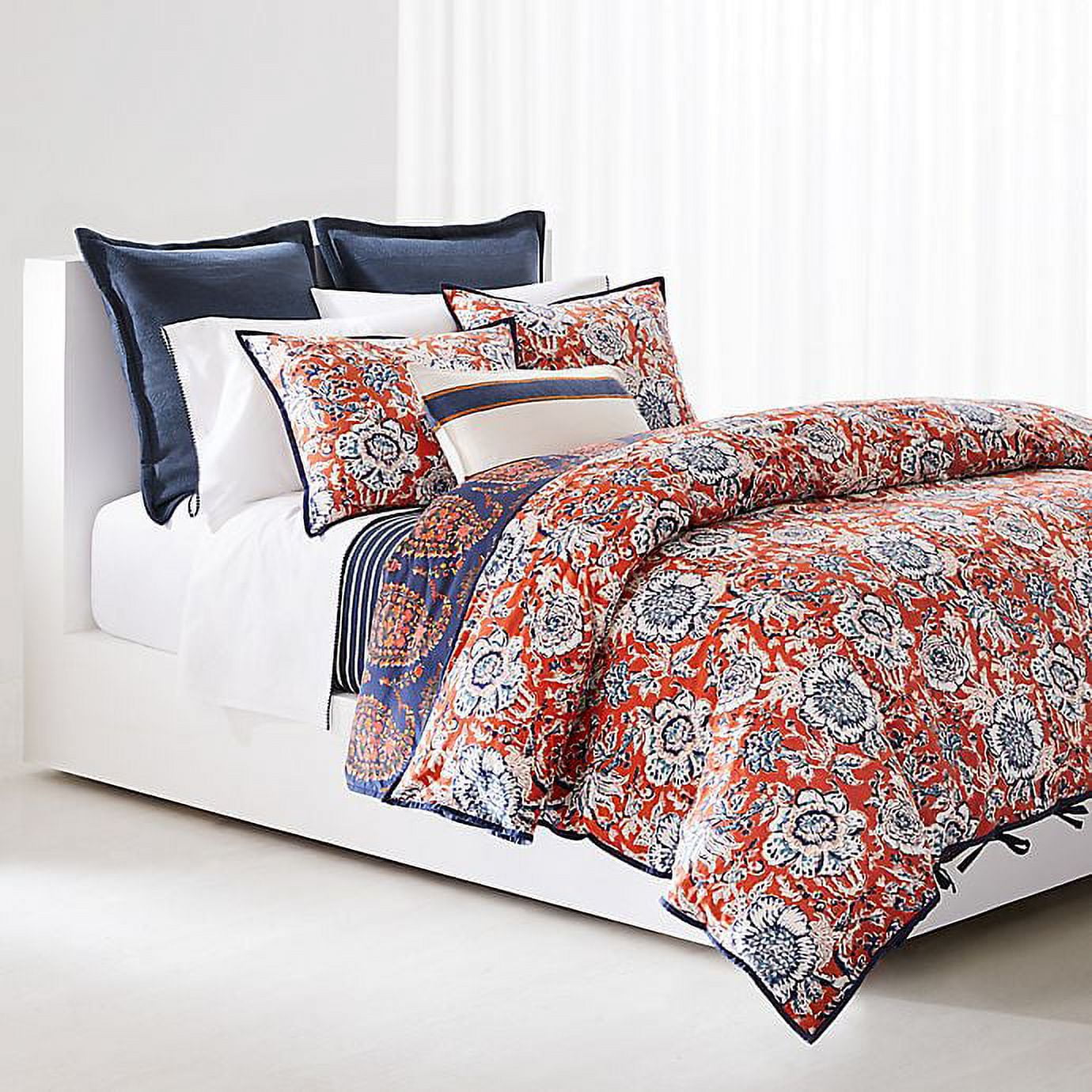 Ralph Lauren RED BLUE Tessa Floral Comforter Set US King Size