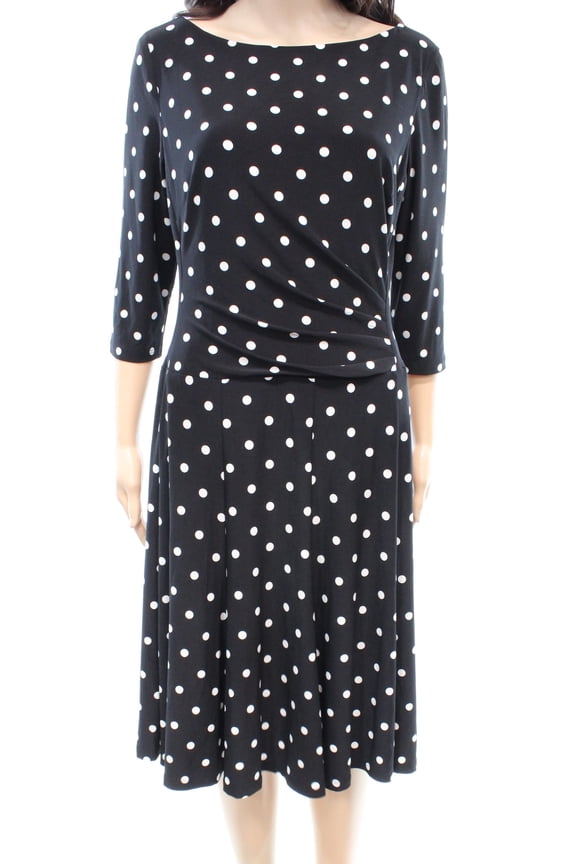 Tia Driver Polka-Dot Jersey Dress Black 12