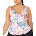 thumbnail image 1 of Lauren Ralph Lauren WHITE MULTI Plus Size Ruffle Underwire Tankini Top, US 22W, 1 of 2