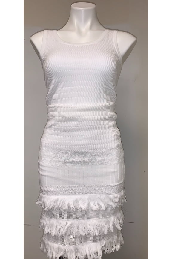 WHITE Women's S/S Embroidered Short Dress, US X-Small