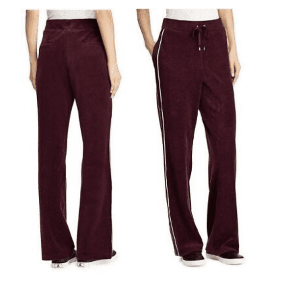 Lauren Ralph Lauren Women Cotton Velour Pant Mid rise, Wine Red Size M