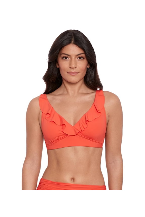 Women's Beach Club Solids Ruffle Underwire Bikini Top Sunset