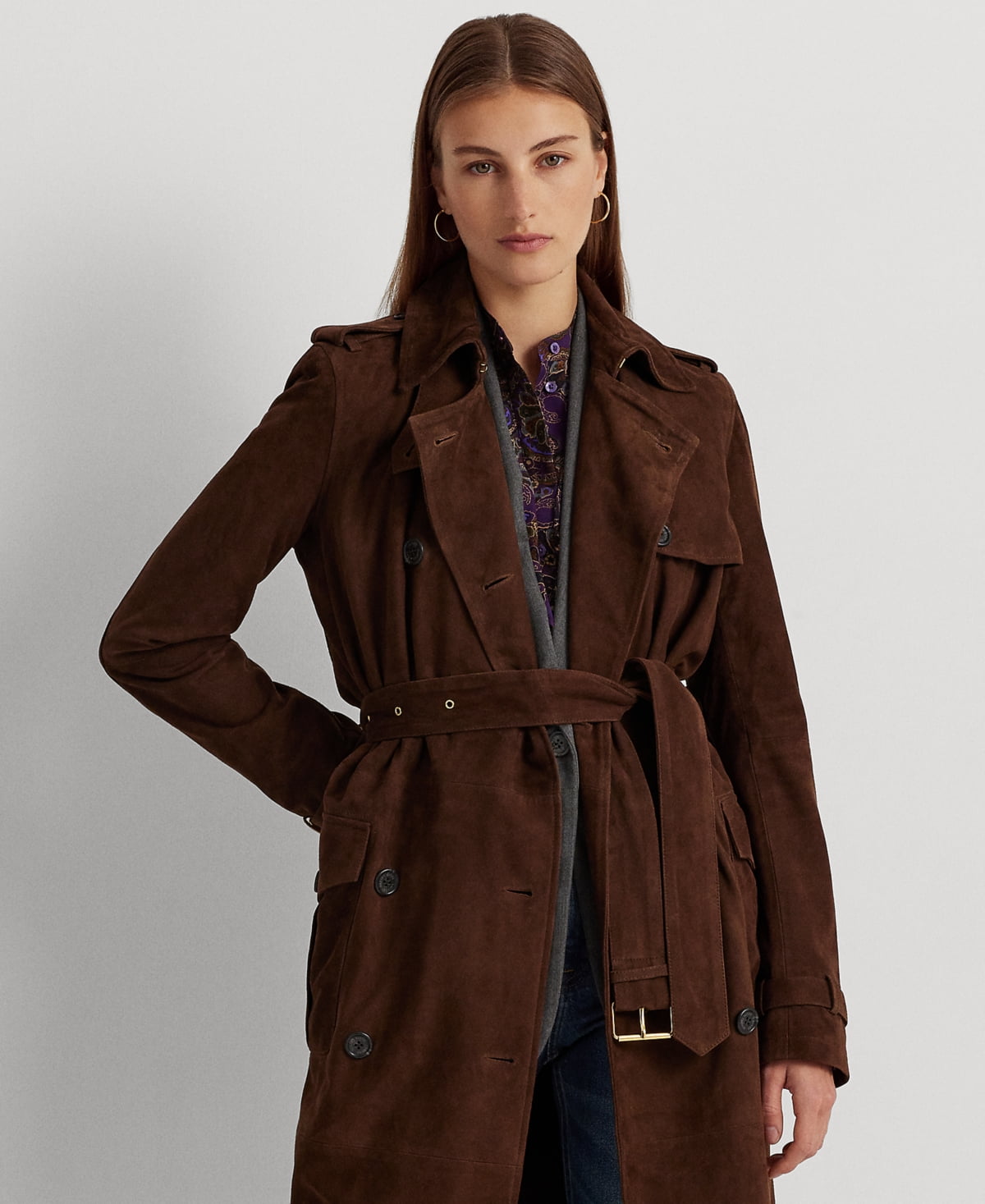 Brown Suede Trench Ralph Lauren Women's Trench Coats Topshop