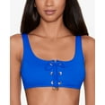 thumbnail image 1 of Lauren Ralph Lauren Women's Blue Over-The-Shoulder Lace-Up Bikini Top, 1 of 3