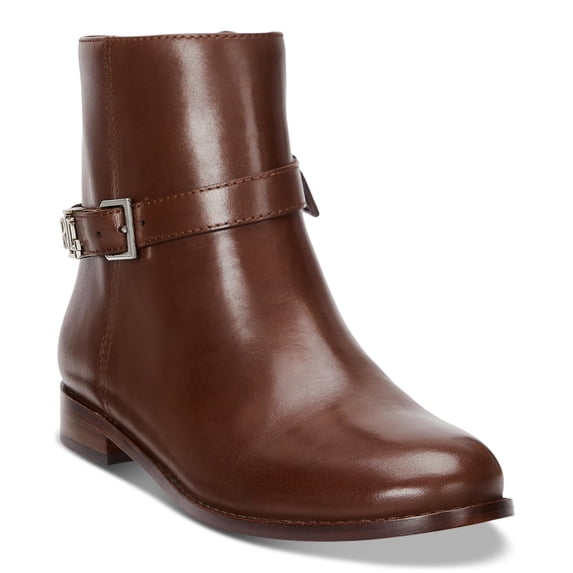 Lauren Ralph Lauren Women's Brooke Burnished Leather Bootie Dark Mahogany 6 Medium
