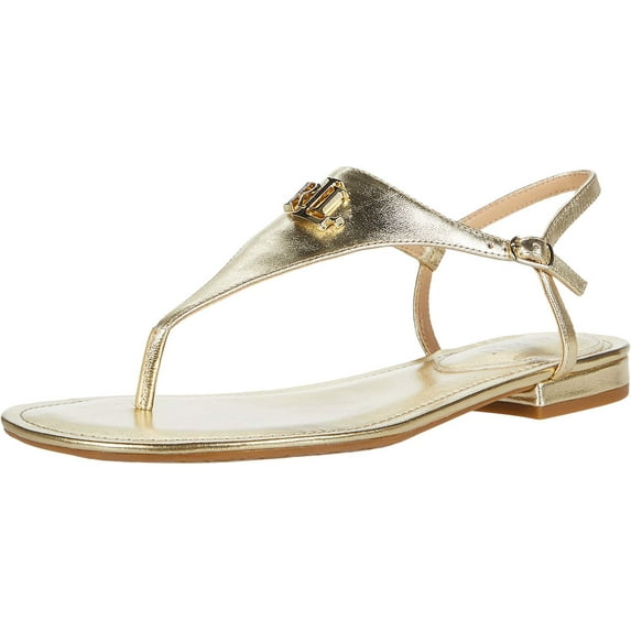 Lauren Ralph Lauren Women's Ellington Flat Sandal, Vanilla, 6.5