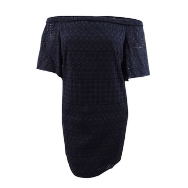 Lauren Ralph Lauren Women's Eyelet Off-the-Shoulder Dress (16, Black)