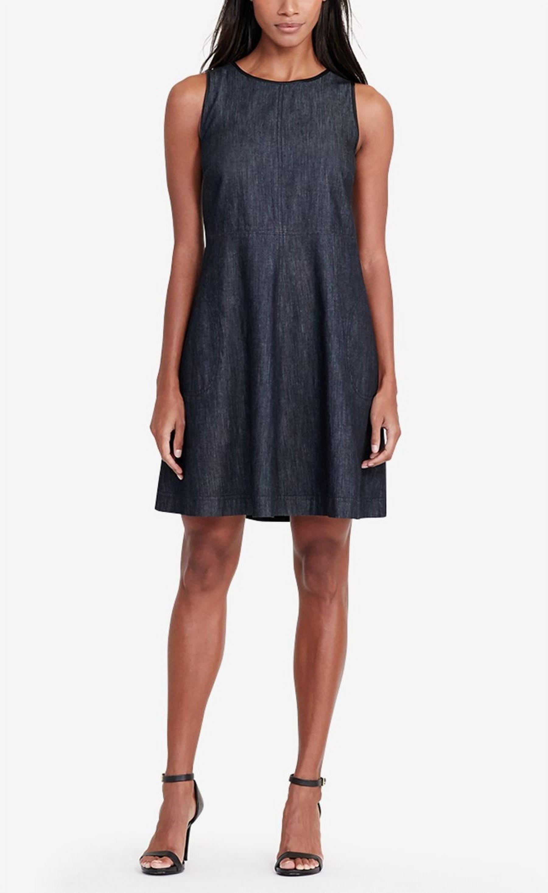 Lauren Ralph Lauren Women s Faux Leather Trimmed Denim Dress 6