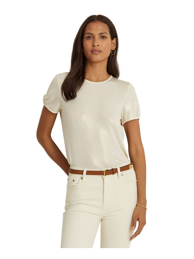 ローレン ラルフローレン LAUREN Ralph Lauren Jersey Blouse レディース シャツ トップス Mascarpone Cr Lauren Ralph Lauren Women's Foiled Jersey T-Shirt