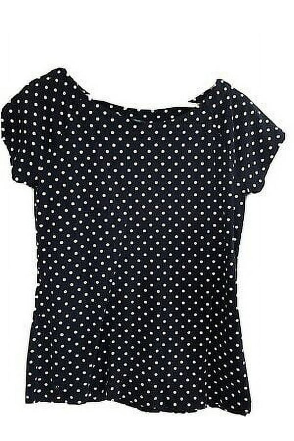 Lauren Ralph Lauren Women's NAVY Polka Dot Crew Neck Short Sleeve Tee XS