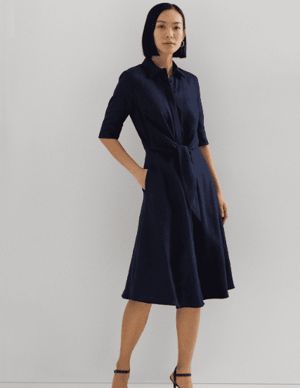 Lauren Ralph Lauren Women's Navy Linen Shirtdress, 14 - Walmart.com