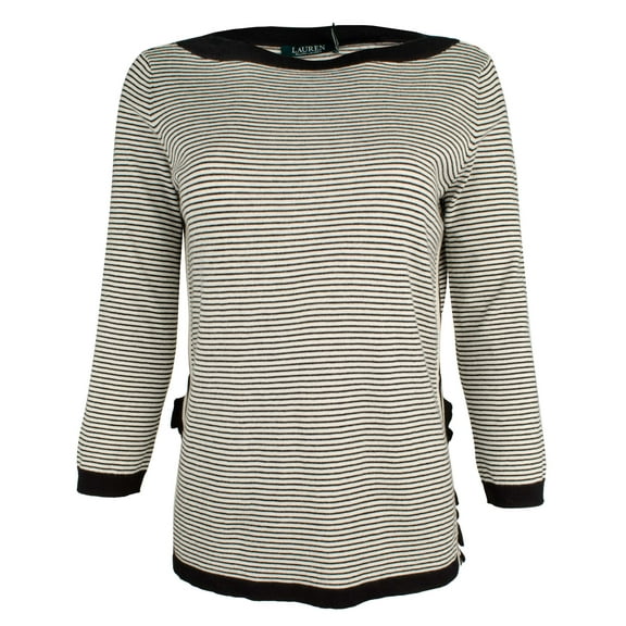 Lauren Ralph Lauren Women's Petite Ruffled Striped Sweater