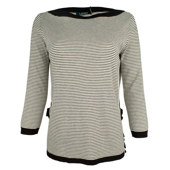 Lauren Ralph Lauren Women's Petite Ruffled Striped Sweater
