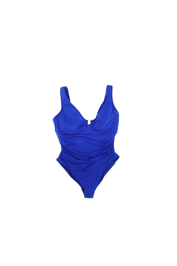 Women's Plus Size Ruched One-Piece Swimsuit Royal Blue 18W
